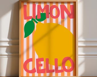 Limoncello Print, Unframed Art, Summer Kitchen Prints, Italian Home Decor, Lemon Fruit Citrus Market, Bar Cart, Dining Room, Kitchen Food