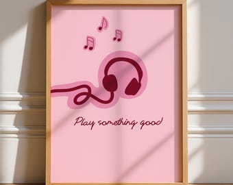 Play Something Good Print, Unframed Art, Multicolored Typography, Bright Bold Funky, Aesthetic Kitchen Decor, Dance, Minimalist