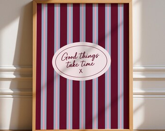 Good Things Take Time Print, Unframed Art, Typography, Quotes, Wall Art, Retro, Trendy, Poster, Positive, Manifestation, Kitchen, Gallery