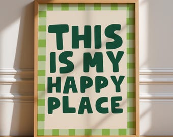 This Is My Happy Place Print, Unframed Art, Italy Typography, Quotes, Simple, Home Decor Gallery Wall, Red Pink Art, Funky Positive Wall