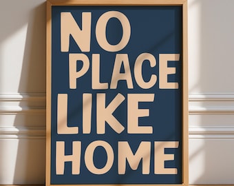 No Place Like Home Print, Unframed Art, Bold Kitchen Posters, Trendy Bright Decor, Living, Typography, Retro, House, Quotes, Positive