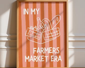 Farmers Markey Era Print, Unframed Art, Bold Funky Kitchen Poster, Typography Art, Gallery Wall, Dinner, Food, Trendy Quirky, Vegetable