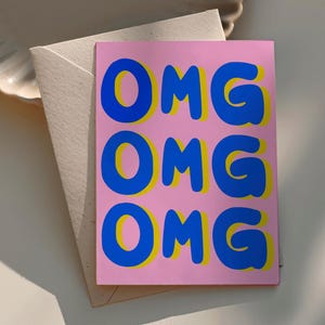 OMG Karta z pozdrowieniami, Karta na uroczystość, Gratulacje, Jasna, Pogrubiona, Zabawna, Bestie, Przyjaciel Wielokolorowa typografia, Dobra robota