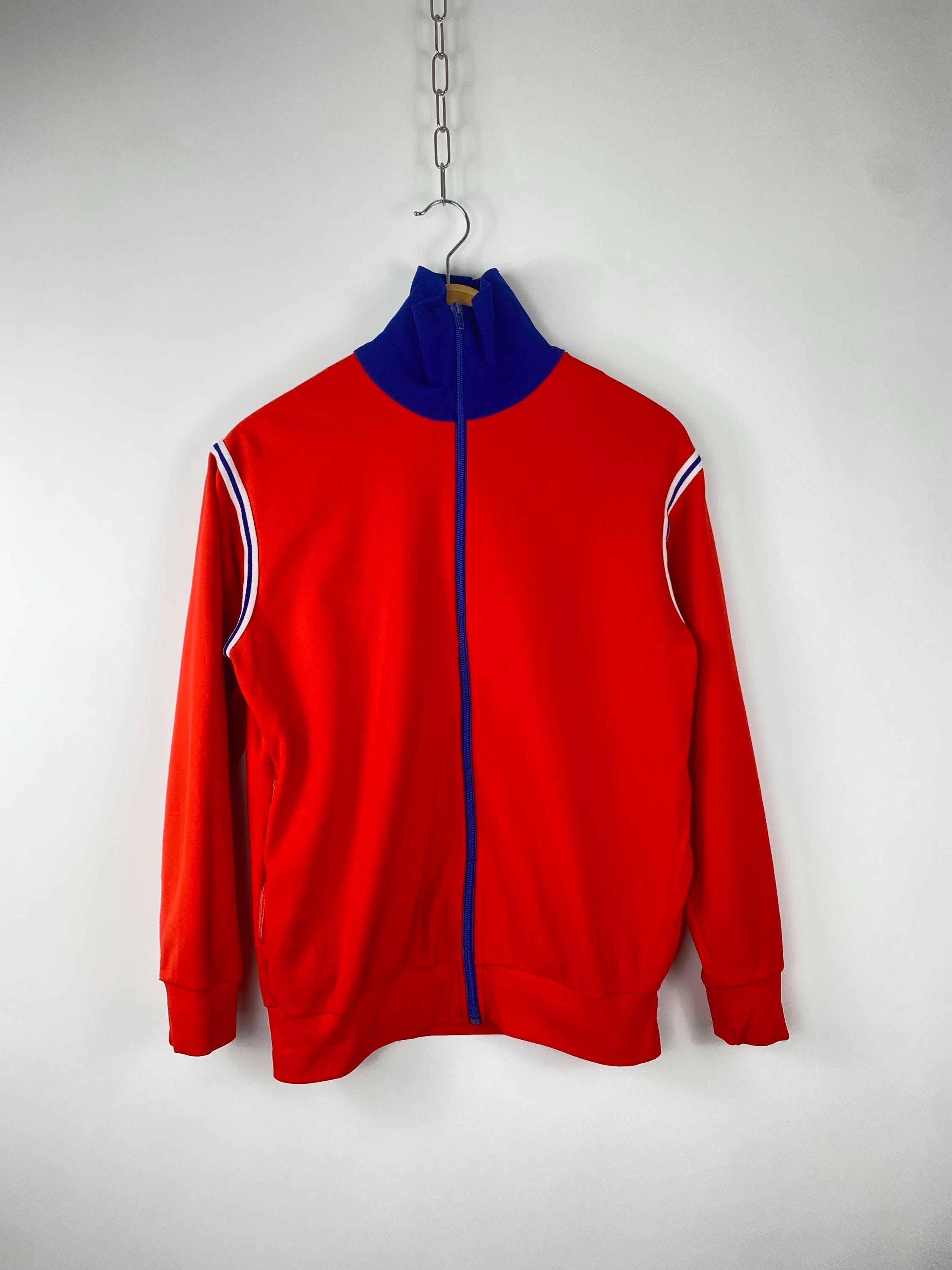 Vintage 70s Track Jacket Tracksuit Top Red-orange Blue | Size S