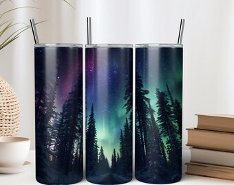 Omslagdoek Noorderlicht | aurora borealis beker | Bekerverpakking, png-bestand | Sublimatie Tumbler Wrap | Sublimatie wrap-ontwerp voor beker van 20 oz