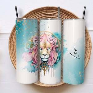 Leo Tumbler Wrap | Zodiac Tumbler | Watercolor Tumbler Wrap | Skinny Tumbler Wrap | 20oz Tumbler Wrap | Pastel Watercolor Tumbler PNG