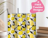 Lemon Tumbler Wrap | Fruit Tumbler | Lemon Doodle Tumbler Wrap PNG | Lemon Sublimation Tumbler Wrap | 20 oz Tumbler Sublimation Wrap Design