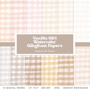 Vanille Mädchen Gingham Digitales Papier - Aquarell Gingham Digitales Scrapbook Papier - Neutrales Digitales Papier - Scrap Papier - Aquarell Papiere