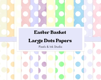 Easter Basket Polka Dot Digital Paper: Pastel Scrapbook Backgrounds (Digital Download)