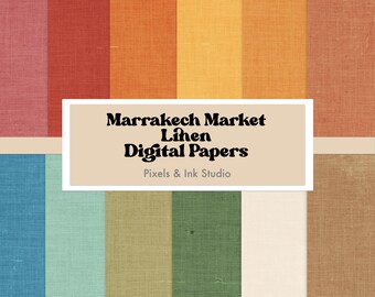 Strukturiertes Digitales Leinenpapier: Marrakesch Markt Orange Scrapbook Seiten (Digital Download, 12x12 JPGs)