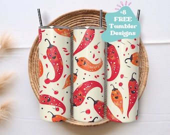 Chili Pepper Tumbler Wrap | Pepper Tumbler | Pepper Doodle Tumbler Wrap PNG | Pepper Sublimation Tumbler Wrap |20oz Tumbler Sublimation Wrap
