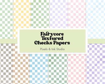 Fairycore Aesthetic Digital Paper - Dreamy Pastel Digital Scrapbook Paper - Soft Whimsical Digital Paper - Checkered Scrapbook Paper