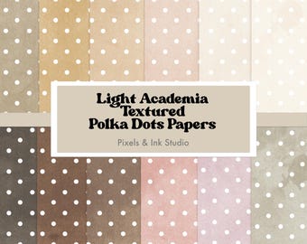 Light Academia Dots Digital Paper - Neutral Polka Dots Scrapbook & Junk Journal Backgrounds