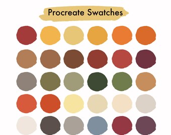 Autumn Warmth Procreate Color Swatches | 30 Cozy Fall Colors for Digital Art, Illustration, Graphic Design | Pumpkin Spice & Harvest