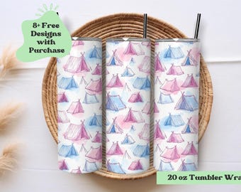 Glamping Wrap PNG | Camping Tumbler PNG | Sublimation PNG | Camping Gear Tumbler | Tent Tumbler Png | Tents Tumbler wrap design