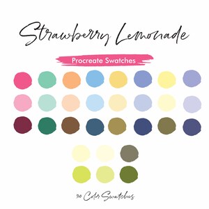 Strawberry Lemonade Procreate Swatches | Summer Colors | Procreate Color Swatches