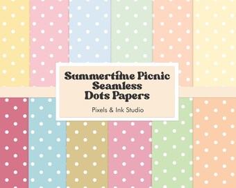 Summertime Picnic Dots Digital Paper - Polka Dots Digital Scrapbook Paper - Dot Digital Paper - Bright Colors Scrapbook Paper - Seamless