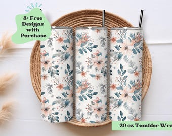 Pastel Floral Tumbler Wrap Png |  Watercolor Floral Tumbler Wrap | Boho Tumbler Wrap Png | Cute Floral Tumbler | 20 Oz Tumbler Png Floral