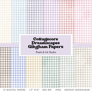 Carta digitale Cottagecore Dreamscape Gingham - Carta digitale per scrapbooking Pastel Gingham - Carta digitale Pastel - Carta per scrapbooking Pastels - Testurizzata