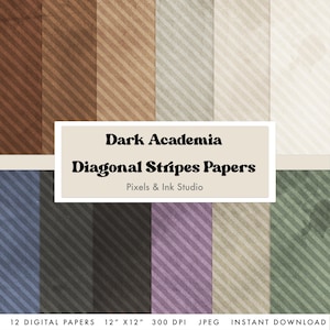Papel Digital Listras Dark Academia - Papel Digital Listras Diagonais - Papel Digital Moody - Papel Digital Tons Escuros - Texturizado