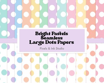 Bright Pastels Polka Dot Digital Paper - Seamless Digital Scrapbook Paper - Pastel Digital Paper - Pastels Scrapbook Paper - Commercial Use
