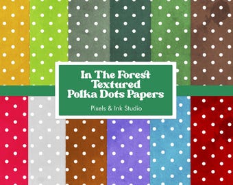 Forestcore Polka Dots Digital Paper - Dots Digital Scrapbook Paper - Cottagecore Digital Paper - Moody Scrapbook Paper - Textured Paper