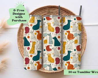 MCM Dog Tumbler Wrap | Modern Doodle, 20 oz Sublimation (PNG Digital Download)