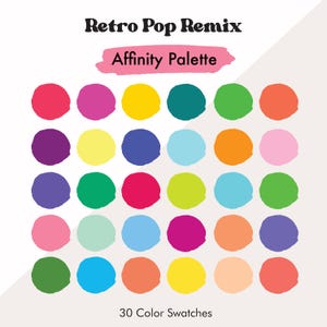 90s Affinity Palette | Retro Pop Remix Color for Affinity |Bright Colors | Affinity Color Swatches | Neon Color Palette
