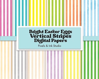 Bright Easter Vertical Stripes Digital Paper - Skinny Stripes Digital Scrapbook Paper - Easter Eggs Digital Paper - Pastels Scrapbook Paper