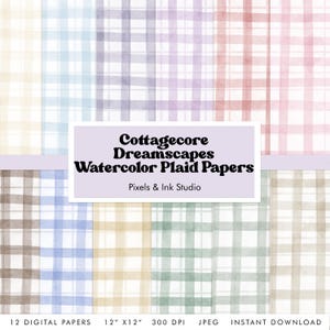 Cottagecore Dreamscape geruit digitaal papier - aquarel digitaal plakboekpapier - geruit digitaal papier - pastel junk Journal Paper