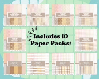 Vanilla Girl Digital Paper Bundle - Digital Scrapbook Paper Bundle - Neutral Digital Paper Bundle -  Neutral Colors Scrap Paper Packs