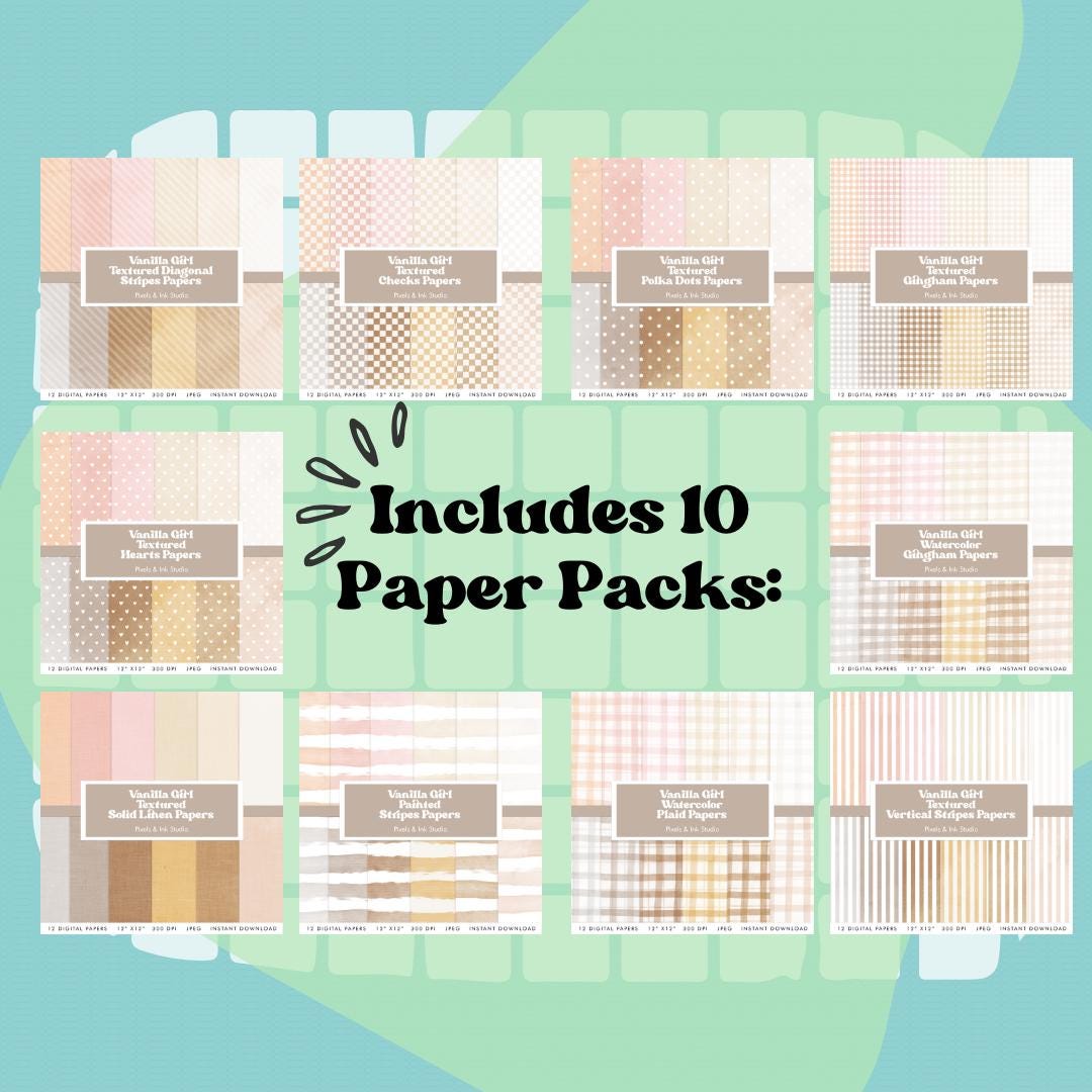 Vanilla Girl Digital Paper Bundle - Digital Scrapbook Paper Bundle ...