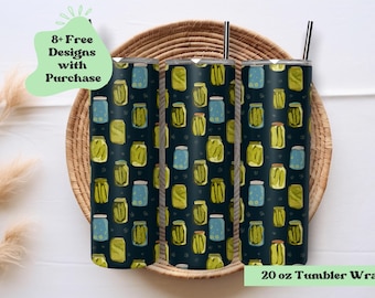 MCM Pickle Tumbler Wrap Png |  Green Tumbler Wrap | Pickle Jars Tumbler Wrap | Pickle Lover Tumbler | 20 Oz Tumbler Pickles PNG |Pickle Jars