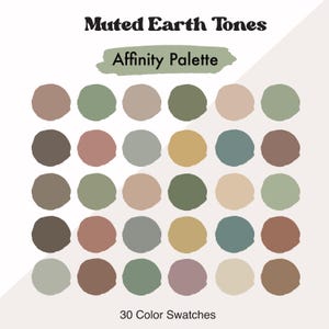 Muted Earth Tones Affinity Palette | Earthy Colors | Neutral Affinity Color Swatches | Muted Color Palette