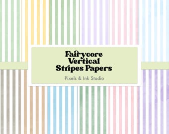 Fairycore Striped Digital Scrapbook Paper: Pastel Watercolor (Digital Download