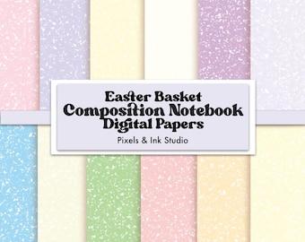Easter Basket Composition Notebook Digital Papers – Pastel Scrapbook (Digital Download)
