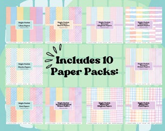 Bright Pastels Digital Paper Bundle - Digital Scrapbook Paper Bundle - Pastel Digital Papers - Pastel Colored Scrapbook Paper - Textured