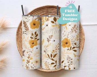 Boho Floral Tumbler Wrap | Boho Flower Tumbler PNG Wrap | Natural Floral Tumbler Wrap | Flower Tumbler Wrap | Floral Tumbler PNG