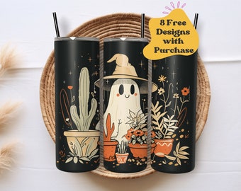 Coquette Halloween Tumbler Wrap | Halloween Ghost Tumbler PNG Wrap | Cute Halloween Tumbler Wrap | Spooky Vibes Tumbler Wrap | Spooky Season