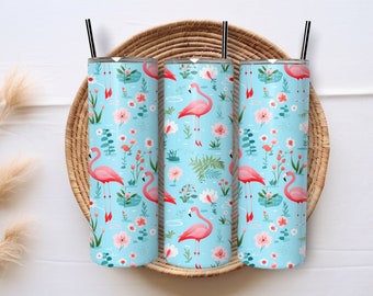 Flamingos Tumbler Wrap | Flamingo Tumbler Wrap | Flamingos and Flowers Tumbler Wrap PNG | Flamingo Sublimation | 20oz Tumbler Wrap Flamingo