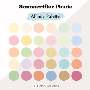Summertime Picnic Affinity Palette | Summer Colors | Fruit Tones Affinity Color Swatches | Muted Summer Color Palette | Picnic Color Palette