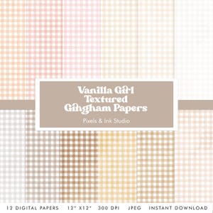 Vanille Mädchen Gingham Digitales Papier - Neutrales Gingham Digitales Scrapbook-Papier - Pastellfarbenes Digitales Papier - Pastellpapier - Strukturpapiere