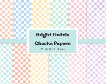 Bright Pastels Digital Paper - Spring Pastels Digital Scrapbook Paper - Spring Digital Paper - Checkered Scrapbook Paper -Textured Paper PNG