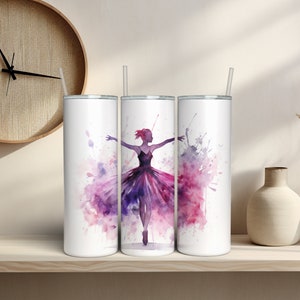 Envoltura para vaso de acuarela de baile / Vaso de bailarina PNG / Envoltura para vaso de baile por sublimación / Vaso de bailarina de acuarela / Envoltura para vaso de 20 oz