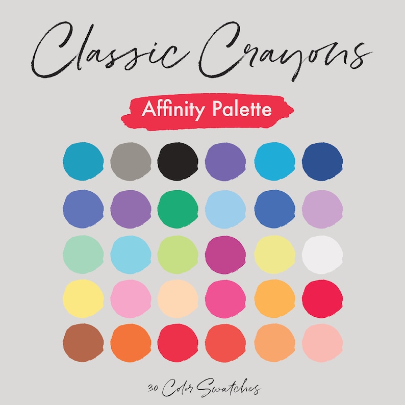 Classic Crayons Affinity Palette Bright Colors Affinity Etsy