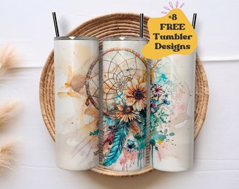 Teal Feather Dreamcatcher Tumbler Wrap | 20oz Skinny Tumbler Wrap | Native Tumbler Wrap | Boho Sublimation Tumbler Wrap PNG | 20 oz Tumbler
