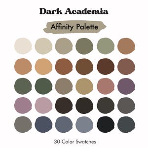 Dark Academia Affinity Palette | Moody Colors | Gothic Affinity Color Swatches | Dark Color Palette