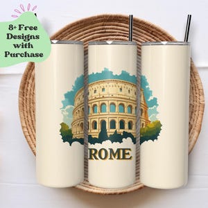 Vaso de Roma en forma de globo, vaso de postal en forma de globo, vaso de Coliseo en forma de globo, vaso de paisaje, vaso de 20 oz en forma de globo, postal de Roma en forma de globo