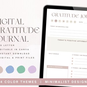 Gratitude Journal | Digital Daily Journal | Wellness Journal | Gratitude Printable | Mindfulness Journal | Self Care Journal