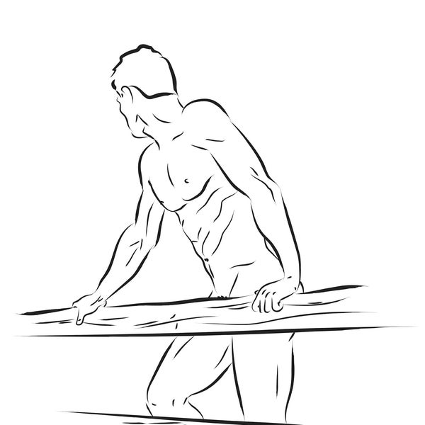 FARM HAND | (Digital Download) B&W Minimalist Print, Male Figure Line Drawing, Gay art